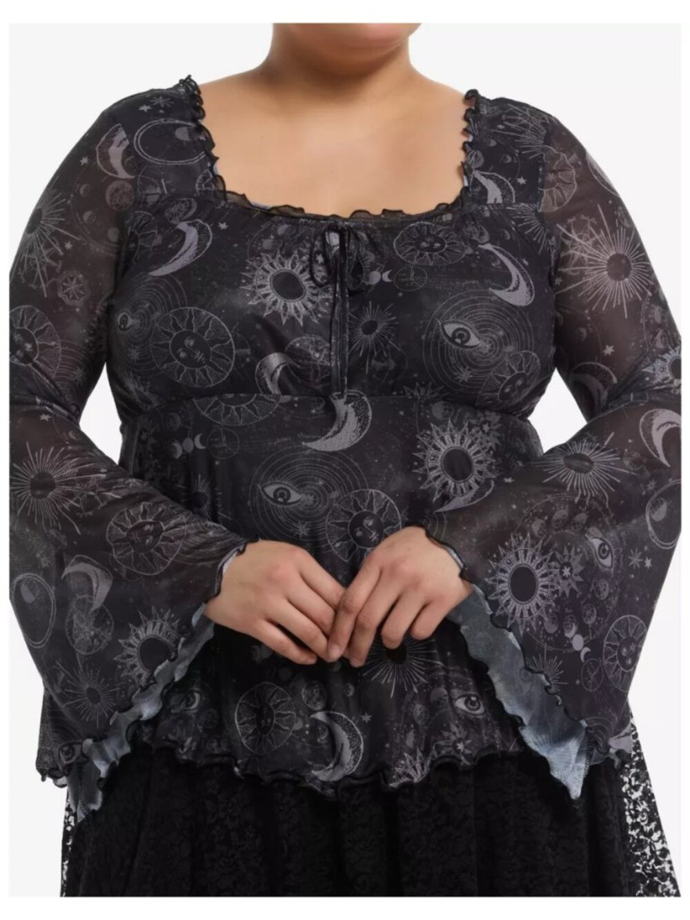 NWT Hot Topic 2 Cosmic Aura Dark Celestial Bell Sleeve Top Plus Size 2X 18 20